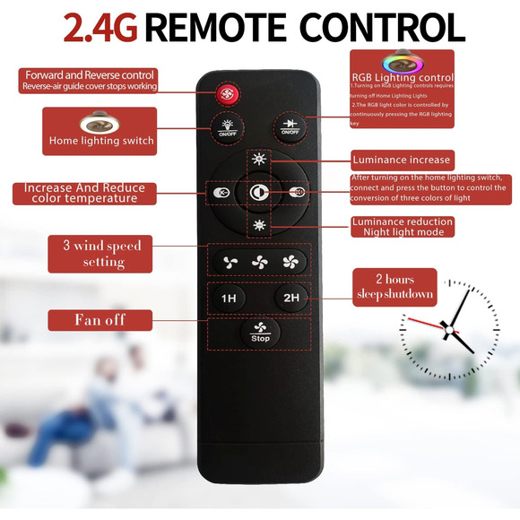 22"Bladeless Low Profile Ceiling fans With Lights and Remote, Modern Flush Mount - Picture 6 of 8